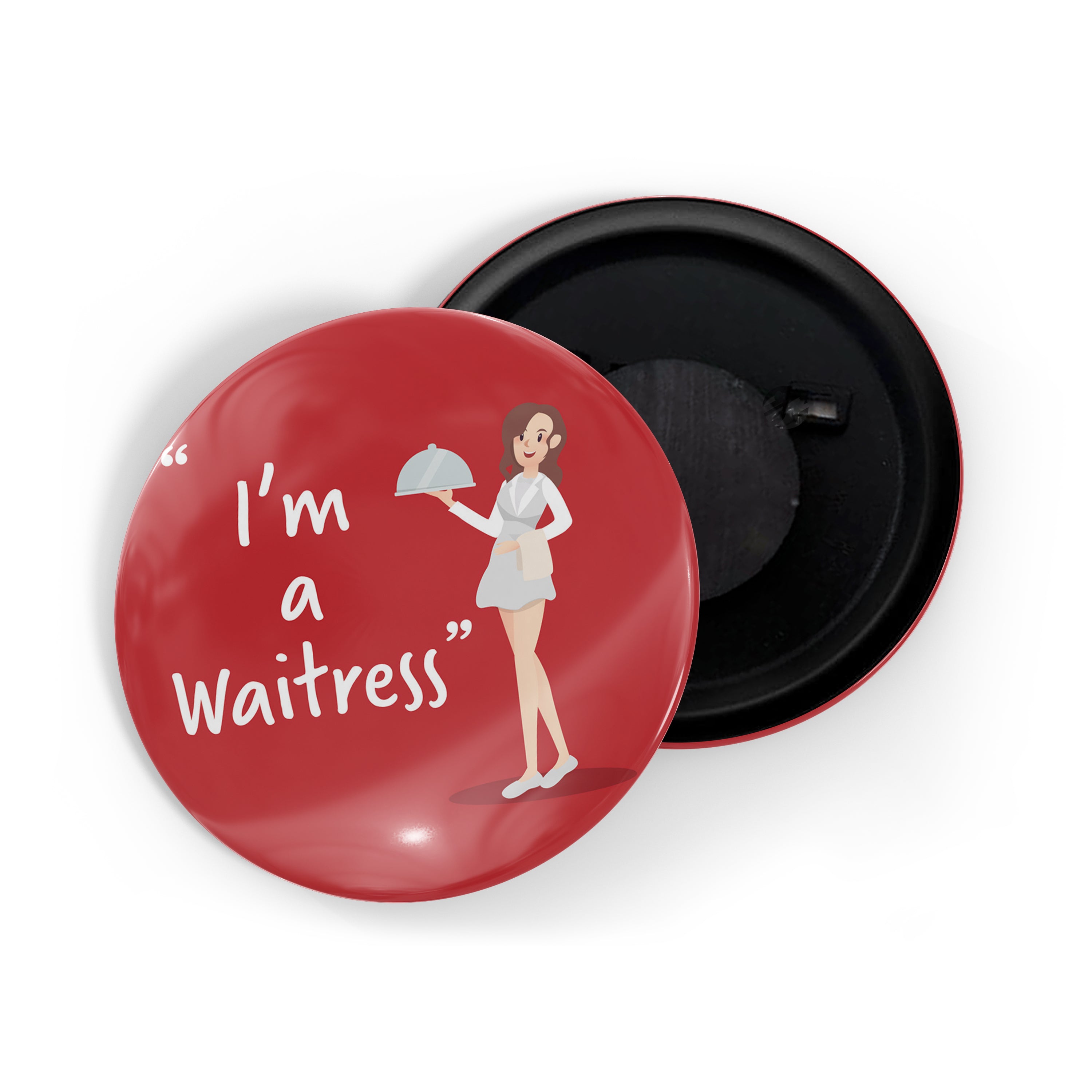 dhcrafts Round Fridge Magnet Red Color Profession I'm A Waitress Glossy Finish Design Pack of 1 (75 mm)